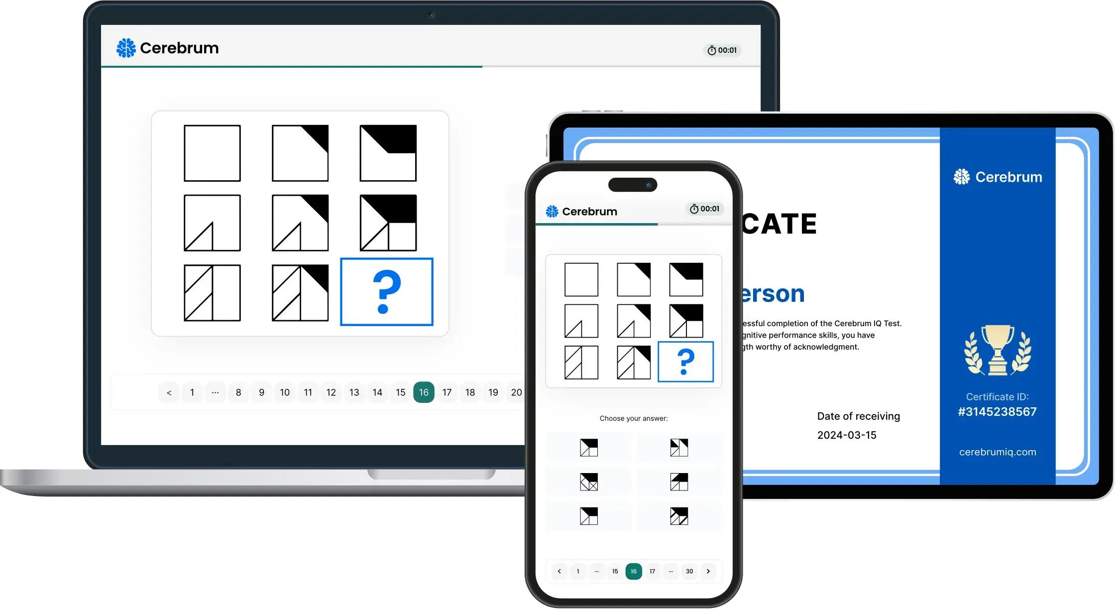 IQ-test vist på mobil, nettbrett og datamaskin